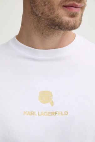 Karl Lagerfeld Erkek Bisiklet Yaka T-Shirt Beyaz 755461551235 T-SHIRT CREWNECK - 3