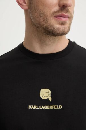 Karl Lagerfeld Erkek Bisiklet Yaka T-Shirt Siyah 755461551235 T-SHIRT CREWNECK - 3