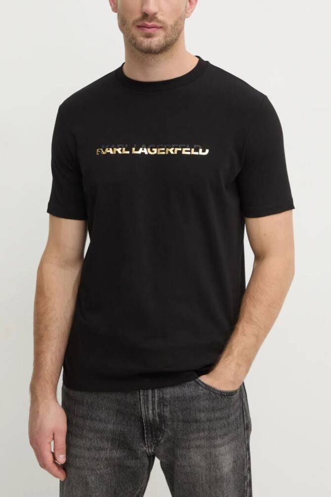 Karl Lagerfeld Erkek Bisiklet Yaka T-Shirt Siyah 755462551235 T-SHIRT CREWNECK - 1