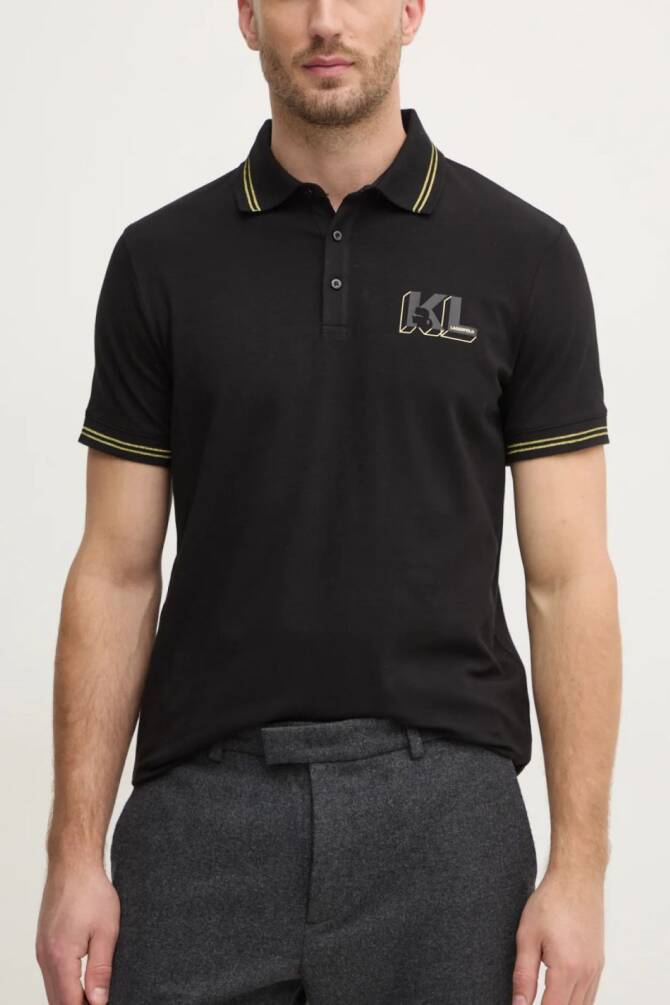 Karl Lagerfeld Erkek Polo Yaka T-Shirt Siyah 745462551235 POLO - 1