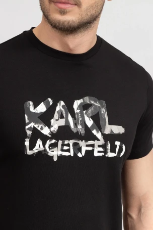 Karl Lagerfeld Erkek Tişört Siyah/Beyaz - 2