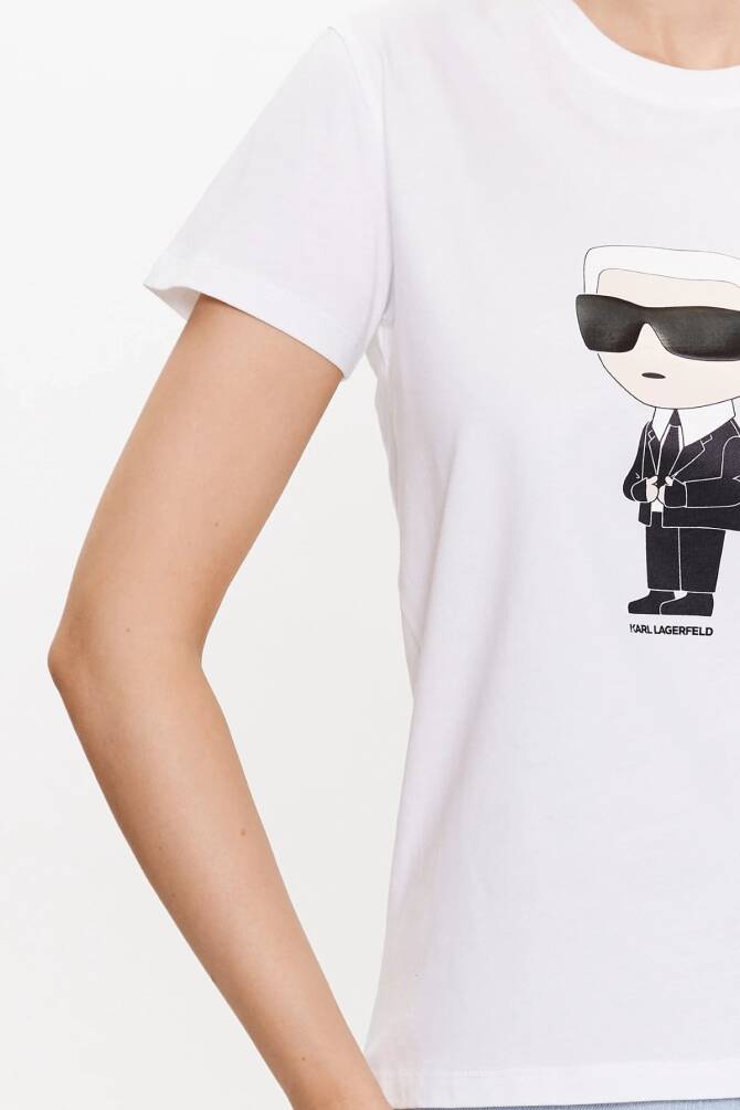 Karl Lagerfeld Kadın Tişört Beyaz - 4