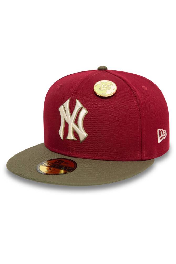 New Era Mlb Contrast Pin 59Fifty Neyyan Car 712 Şapka Koyu Kırmızı - 1