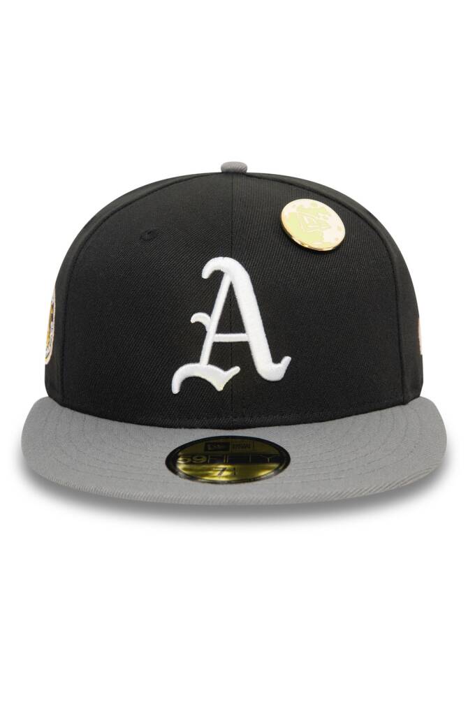 New Era Mlb Contrast Pin 59Fifty Oakath Blk 712 Şapka Siyah - 2