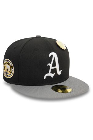 New Era Mlb Contrast Pin 59Fifty Oakath Blk 712 Şapka Siyah - 3