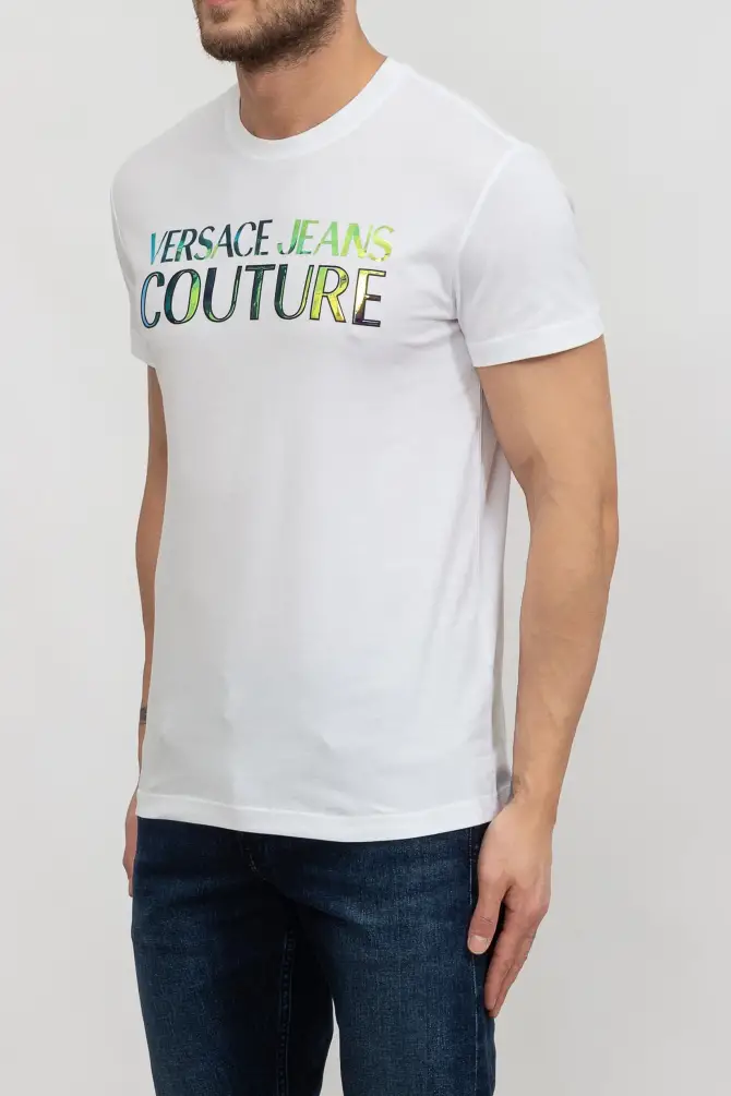 Versace Jeans Couture Erkek Tişört Beyaz/Altın - 3