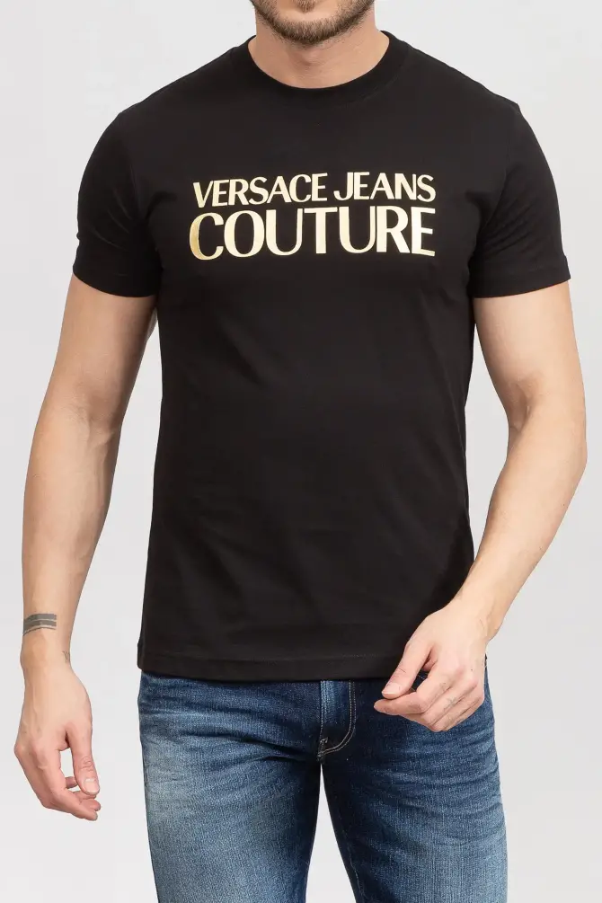 Versace Jeans Couture Erkek Tişört Siyah/Altın - 4