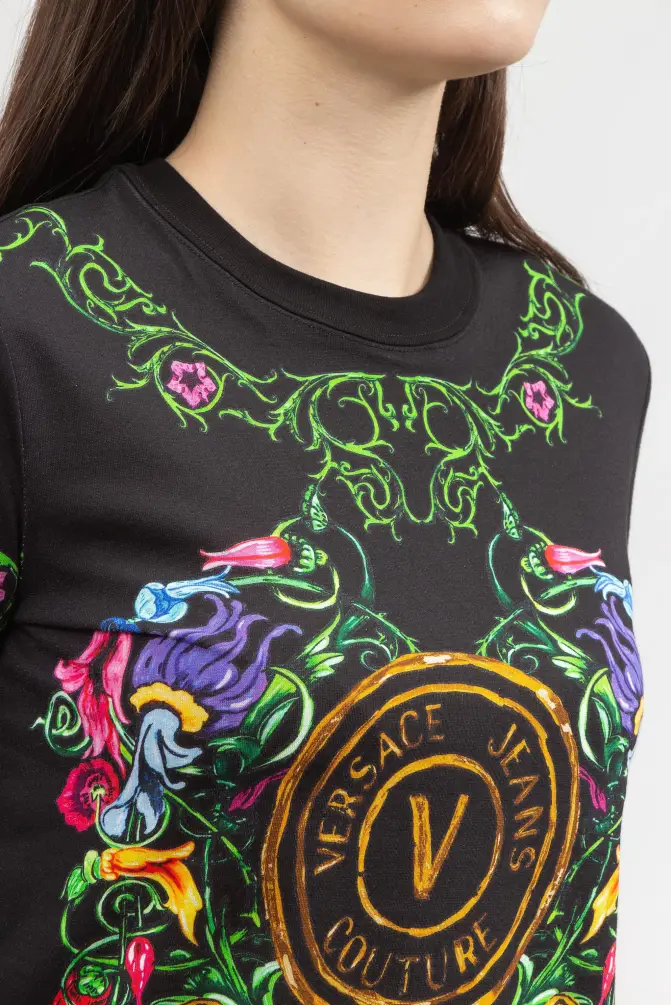 Versace Jeans Couture Kadın Tişört Siyah/Altın - 2